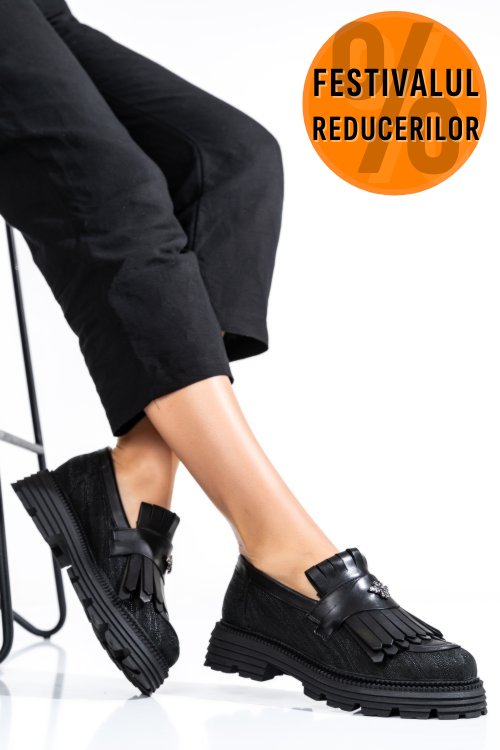 Mocasini dama piele naturala negri 3s7795