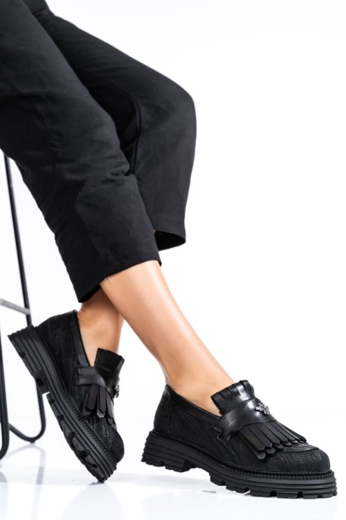 Mocasini dama piele naturala negri 3s7795