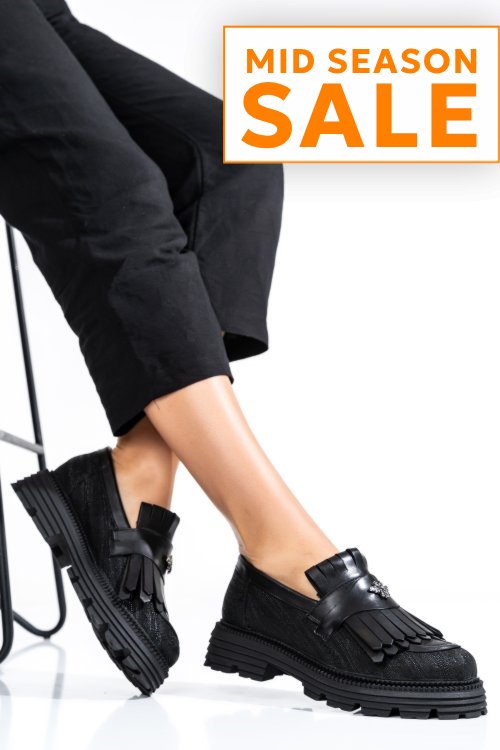 Mocasini dama piele naturala negri 3s7795