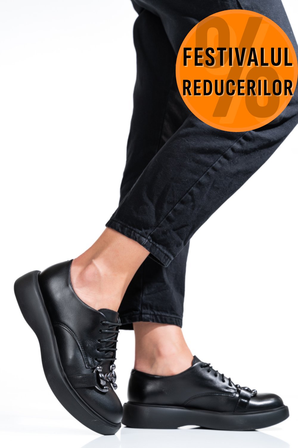 PANTOFI DAMA PIELE NATURALA NEGRI 4S7707