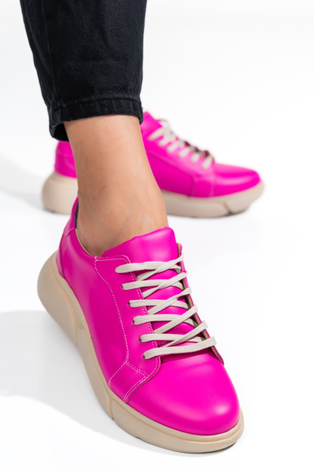 PANTOFI SPORT MAGENTA PIELE NATURALA 3S77011B