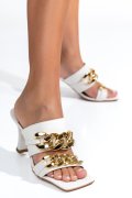 SANDALE ALBE PIELE NATURALA 1960P-001