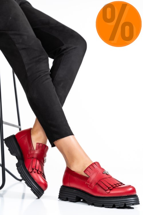 Mocasini dama piele naturala rosii 3s7795