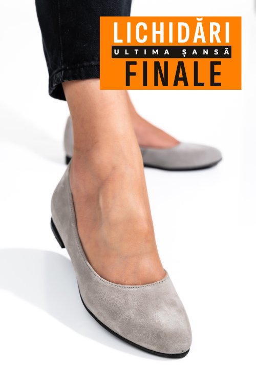 Balerini gri piele naturala intoarsa 4s7750b
