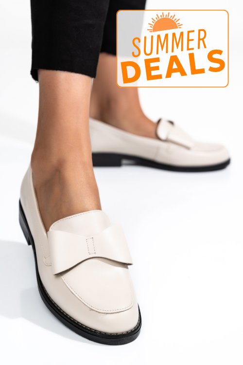 Mocasini bej piele naturala 2s77110