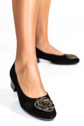 PANTOFI NEGRU FLORAL PIELE NATURALA INTOARSA 2S7756BR