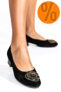 PANTOFI NEGRU FLORAL PIELE NATURALA INTOARSA 2S7756BR