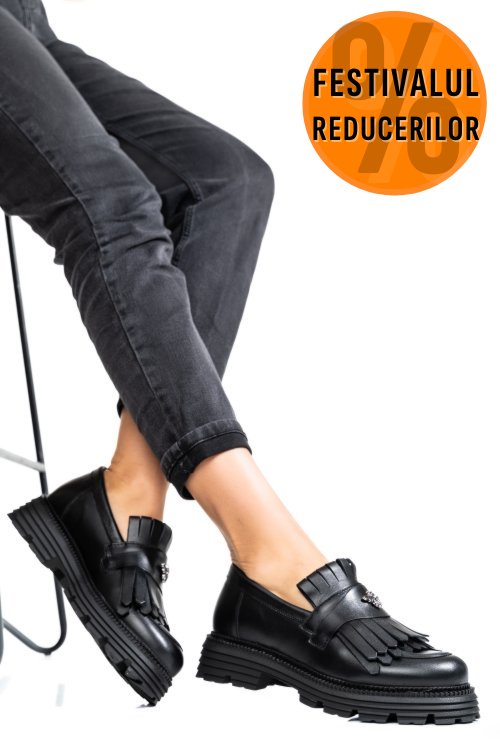 Mocasini dama piele naturala black 3s7795