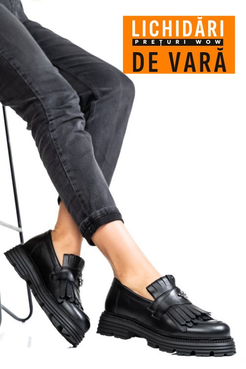 Mocasini dama piele naturala black 3s7795