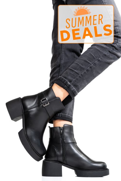 Ghete dama piele naturala negre cu toc mic 3s7794