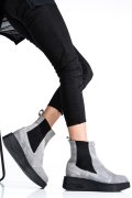 GHETE DAMA IMBLANITE PIELE NATURALA INTOARSA GRI 2S7700