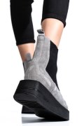 GHETE DAMA IMBLANITE PIELE NATURALA INTOARSA GRI 2S7700