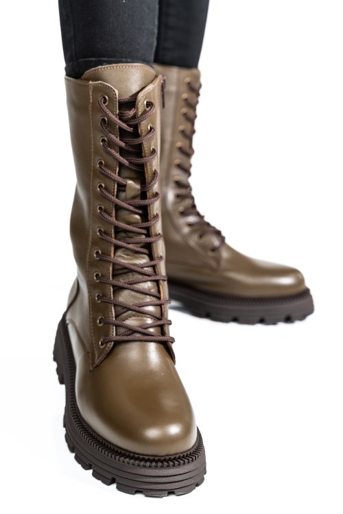 Cizme femei piele natutrala khaki  2s7732-032np