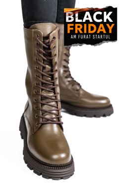 CIZME FEMEI PIELE NATUTRALA KHAKI  2S7732-032NP