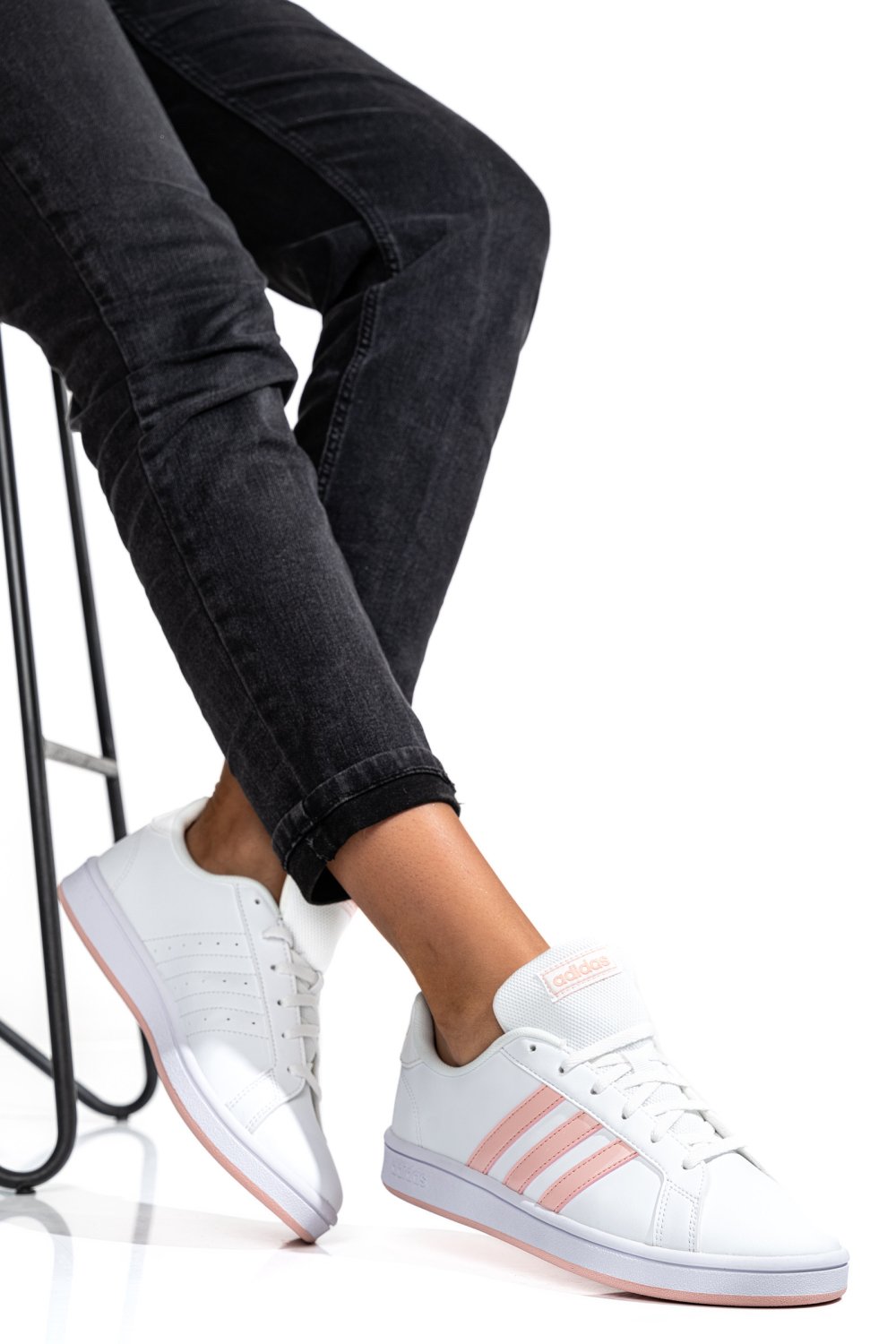 ADIDAS, PANTOFI SPORT WHITE PINK GRAND COURT BASE