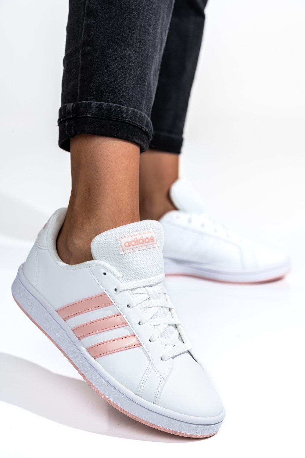 ADIDAS, PANTOFI SPORT WHITE PINK GRAND COURT BASE