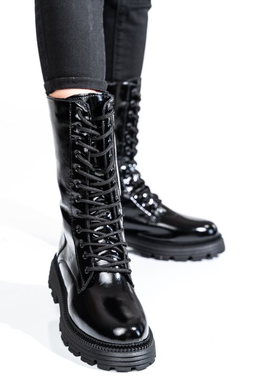 Cizme dama piele naturala lacuita negre 2s7732-032npk