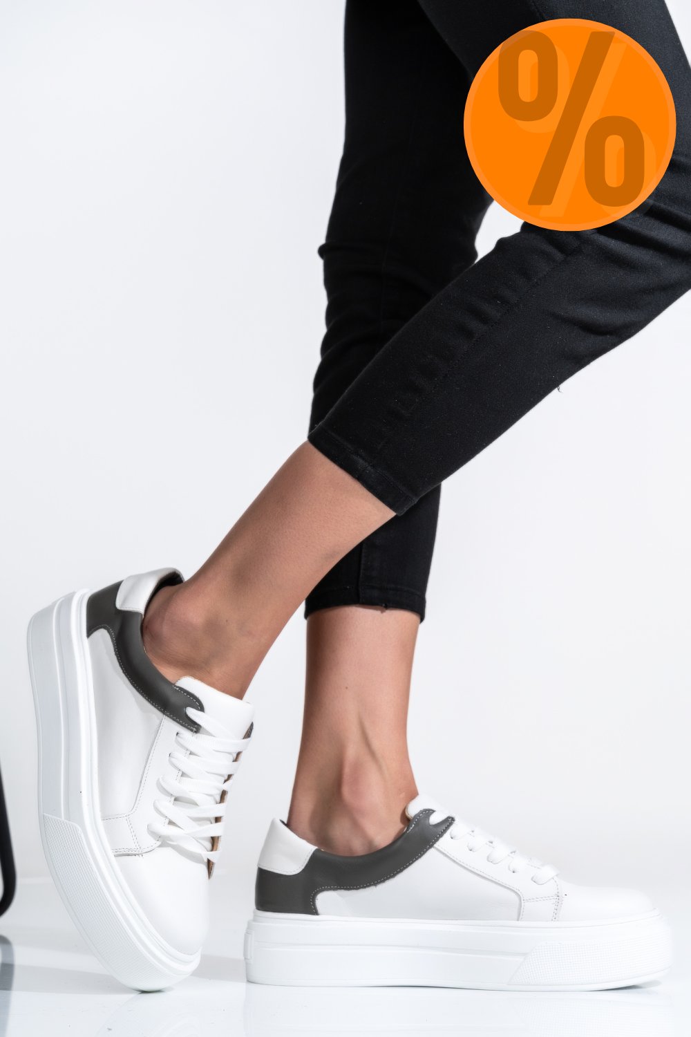 PANTOFI SPORT ALB GRI PIELE NATURALA 3S77000