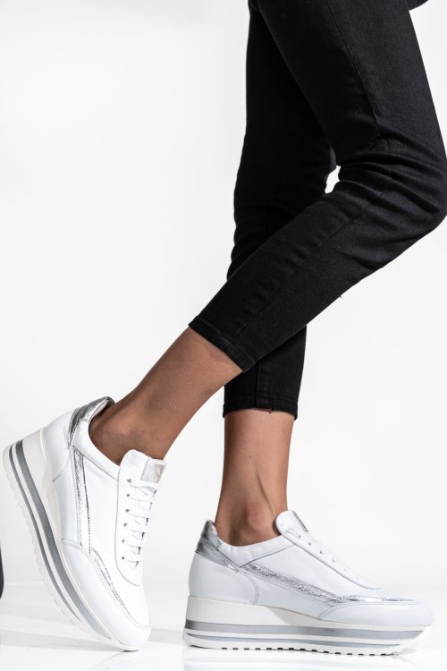 Sneakers albi piele naturala 212641np-hor