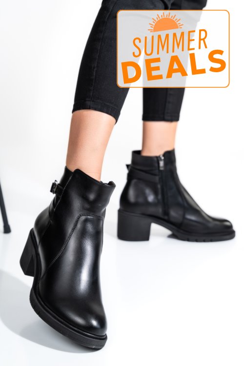 Botine femei piele naturala negre 4s7726