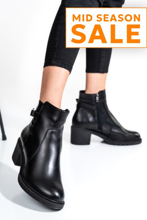 Botine femei piele naturala negre 4s7726