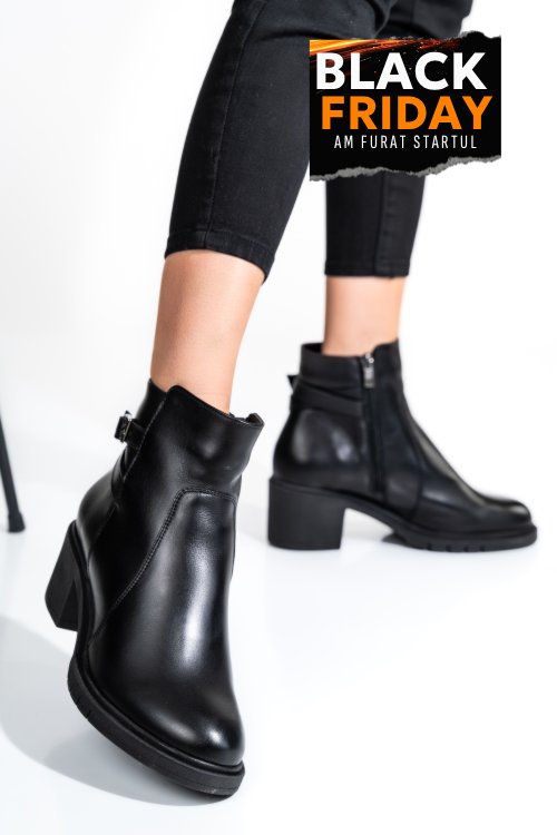 Botine femei piele naturala negre 4s7726
