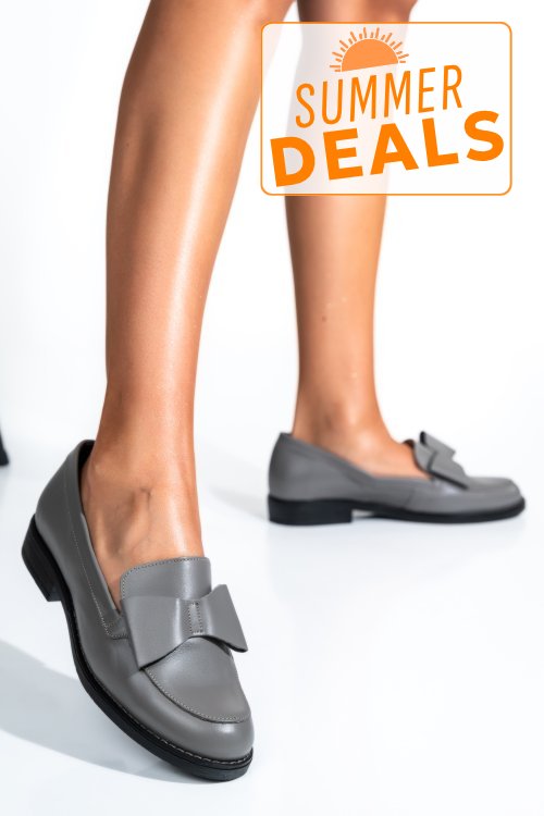 Mocasini gri piele naturala 2s77110