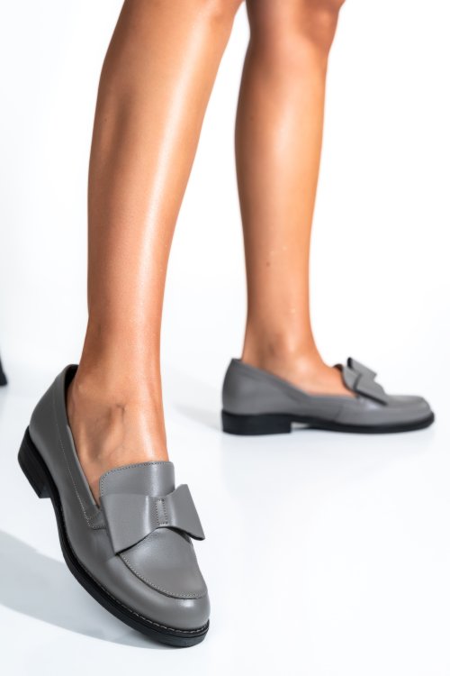 Mocasini gri piele naturala 2s77110