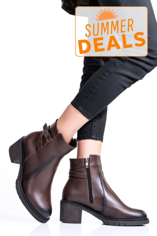 Botine dama  piele naturala maro 4s7726