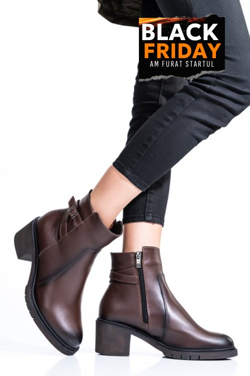 Botine dama piele naturala maro 4s7726