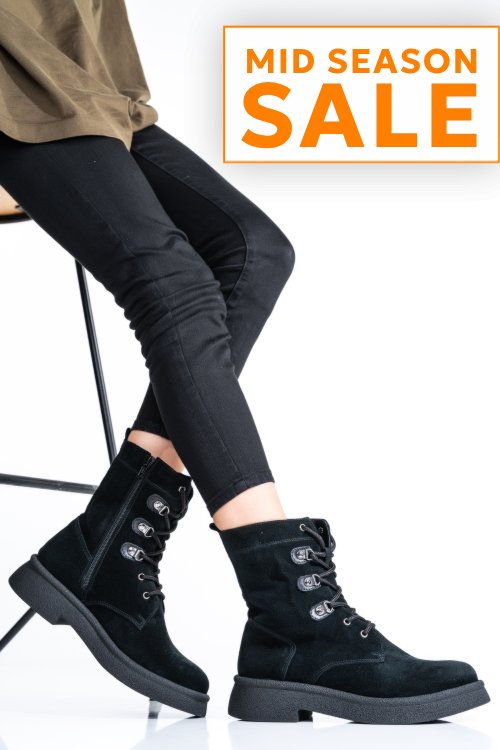 Ghete femei piele naturala intoarsa negre 2s7732-050sp