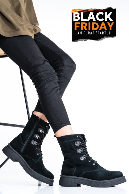 Ghete femei piele naturala intoarsa negre 2s7732-050sp