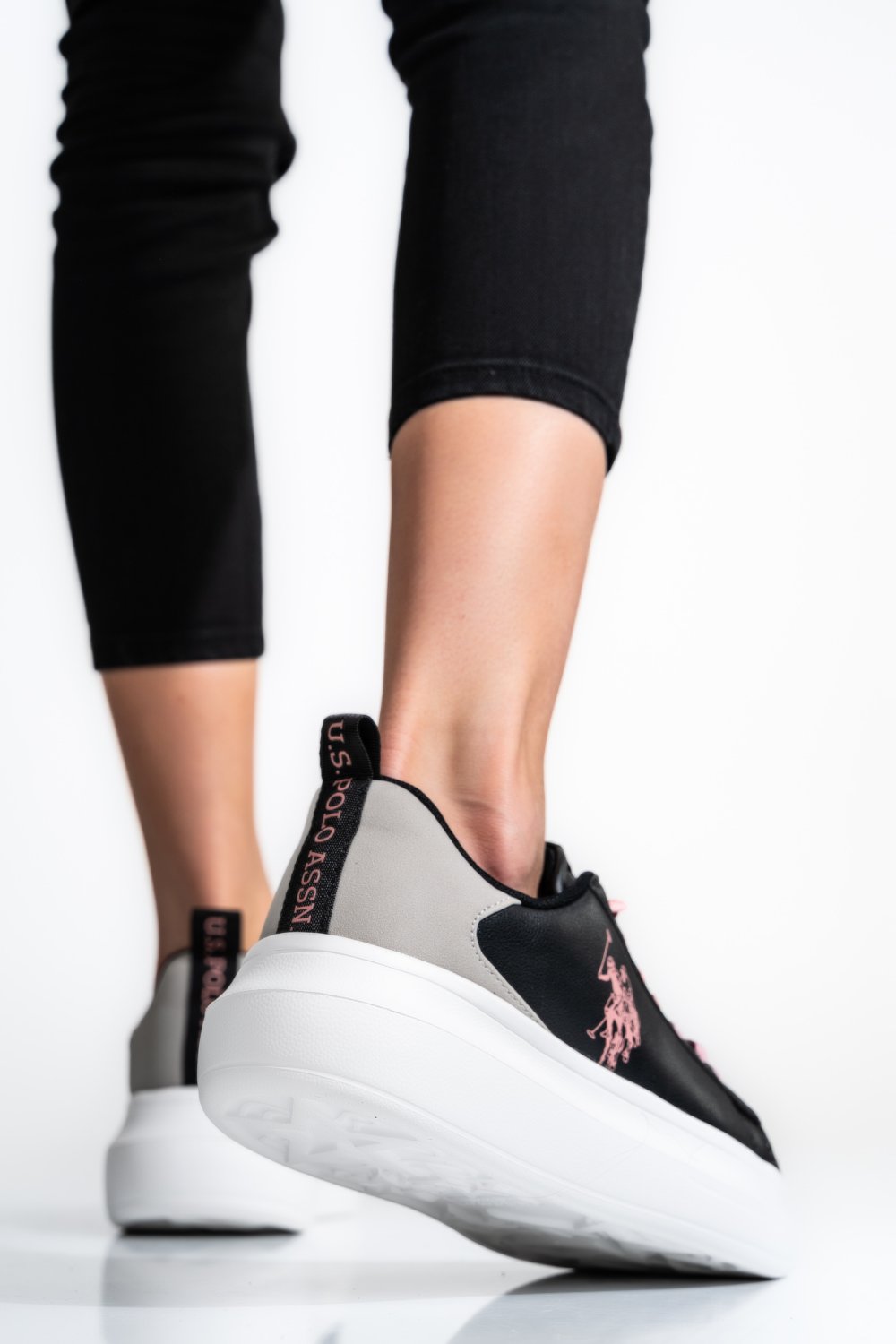 U.S. POLO ASSN, PANTOFI SPORT BLACK PINK HELIS026