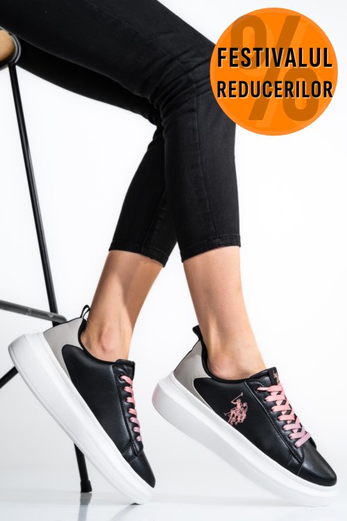 U.s. polo assn, pantofi sport black pink helis026