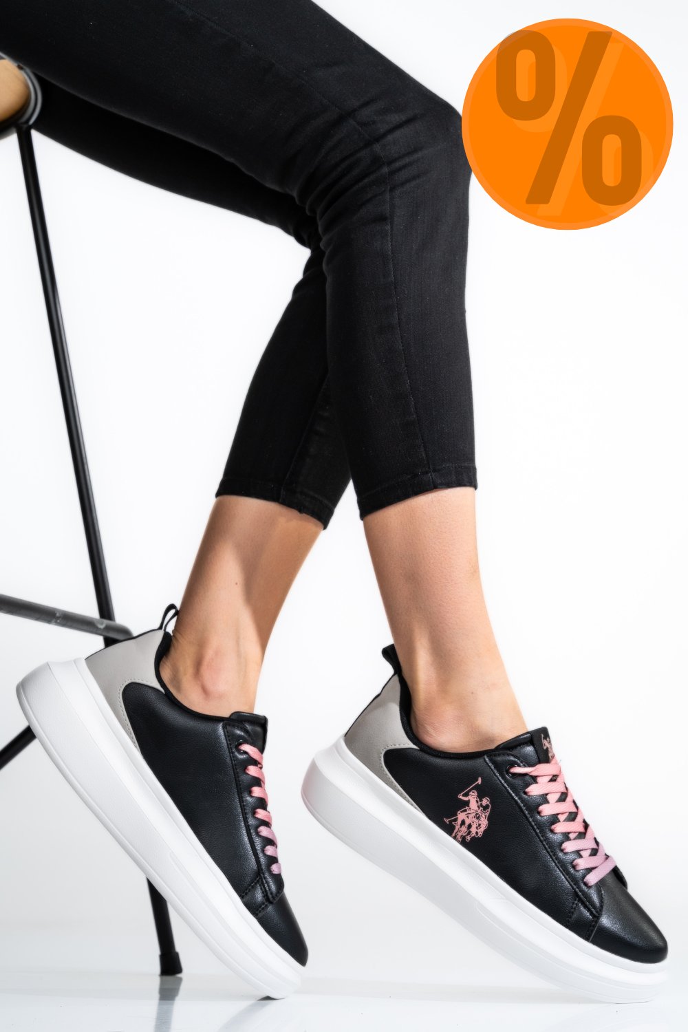 U.S. POLO ASSN, PANTOFI SPORT BLACK PINK HELIS026