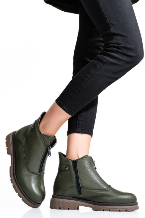 Ghete dama piele naturala khaki 232-035fl