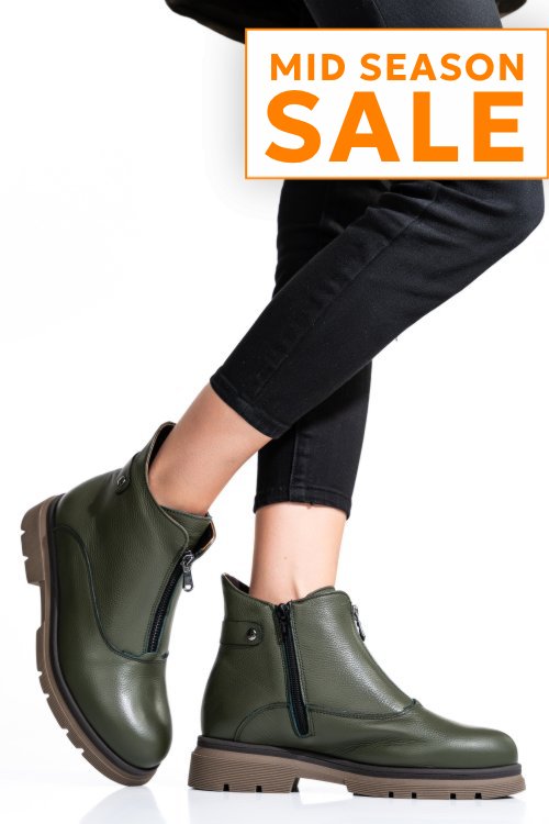 Ghete dama piele naturala khaki 232-035fl