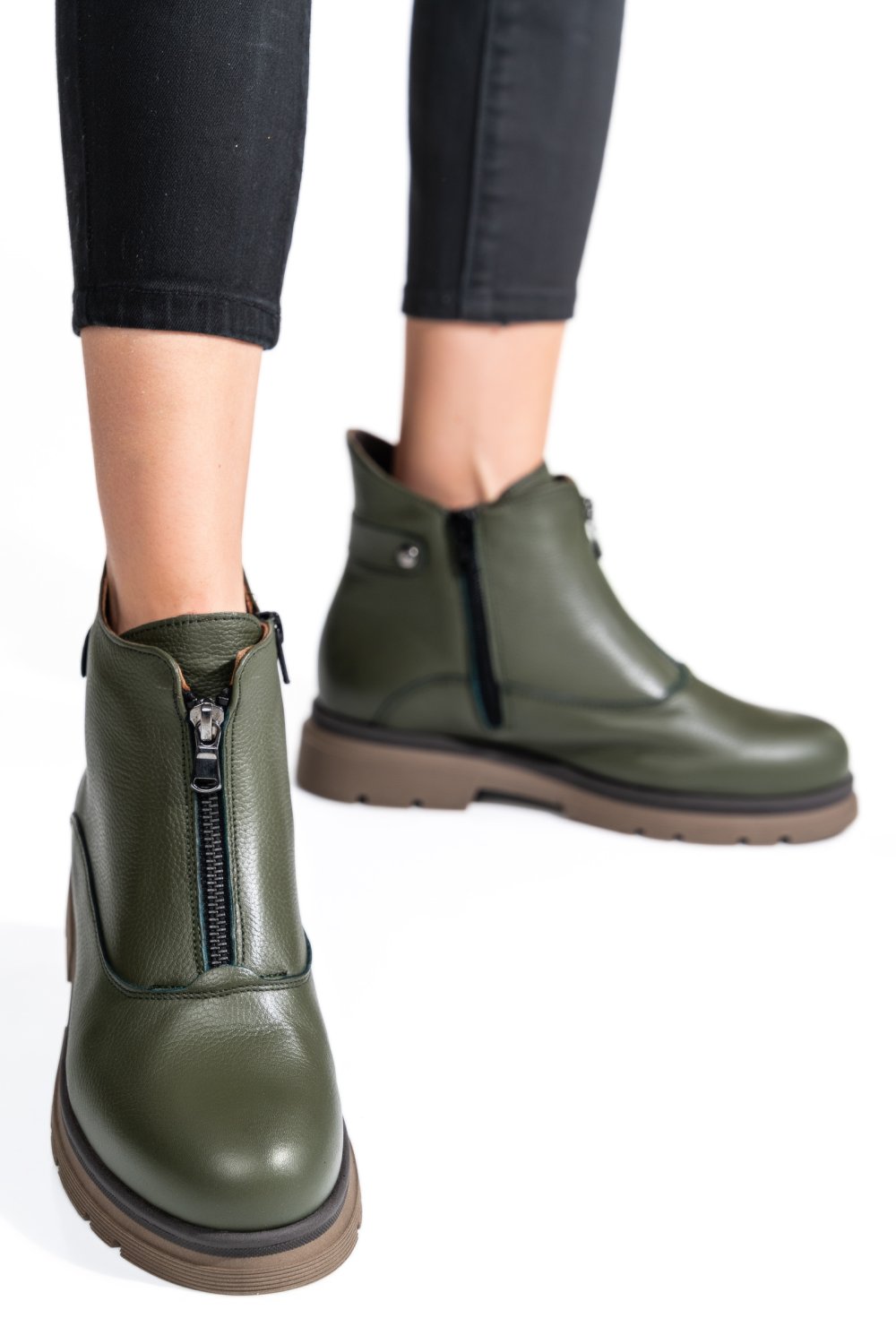 GHETE DAMA PIELE NATURALA KHAKI 232-035FL