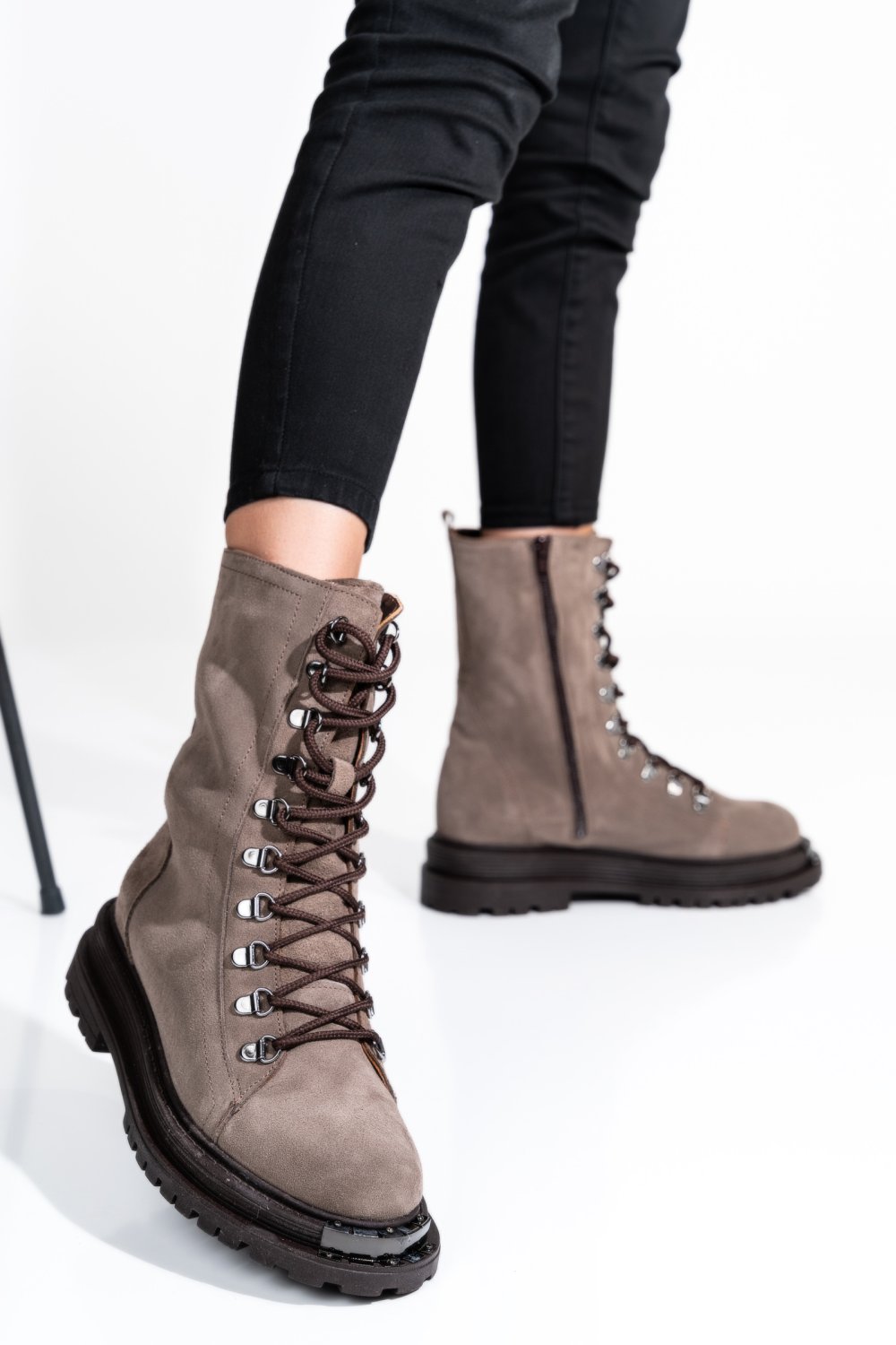 GHETE DAMA PIELE NATURALA INTOARSA TAUPE 2S7732-037SP