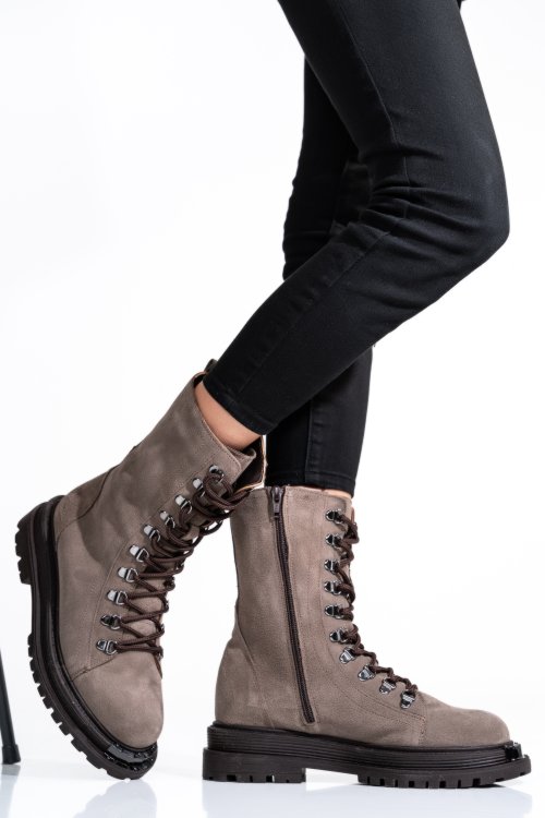Ghete dama piele naturala intoarsa taupe 2s7732-037sp