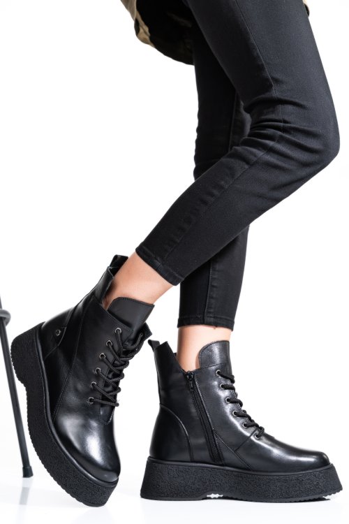 Ghete dama piele naturala negre 2s7732-042np
