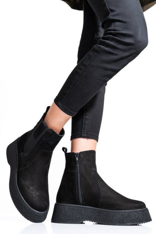 Ghete dama captusite piele naturala negre 2s7732-043nbk