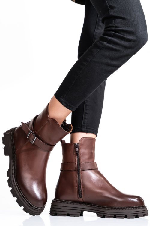 Ghete dama piele naturala maro inchis 2s7732-033np