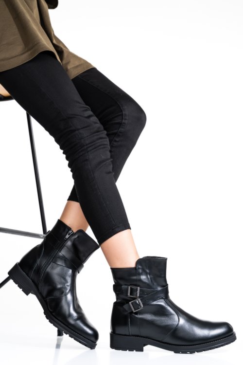 Ghete dama imblanite piele naturala negre 0s7780