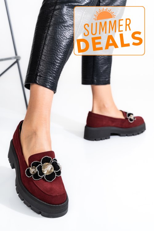 Mocasini visinii piele naturala intoarsa 2s7723
