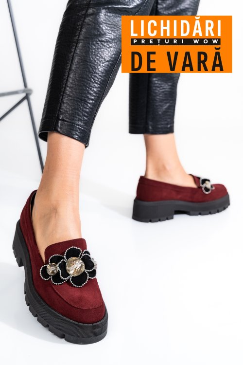 Mocasini visinii piele naturala intoarsa 2s7723
