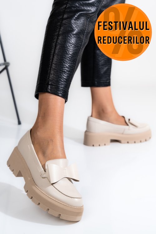 Mocasini bej piele naturala 2s77115