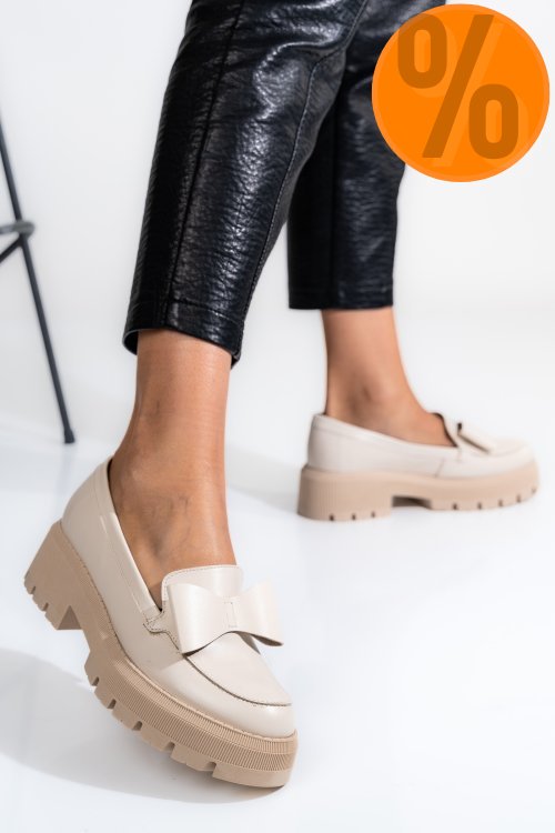 Mocasini bej piele naturala 2s77115