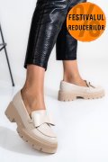 MOCASINI BEJ PIELE NATURALA 2S77115