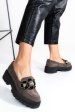 Mocasini gri inchis piele naturala intoarsa 2s7723